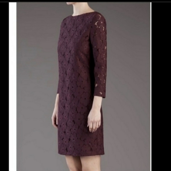 DVF Sarita flower lace dress maroon burgundy - Picture 5 of 12